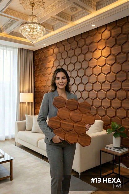 #13 Hexa - Hexagon 3D PVC Wall Panels (Without Mirror) - 3 colors option - (Size 50*50cm) - SWASTIK CREATIONS The Trend Point