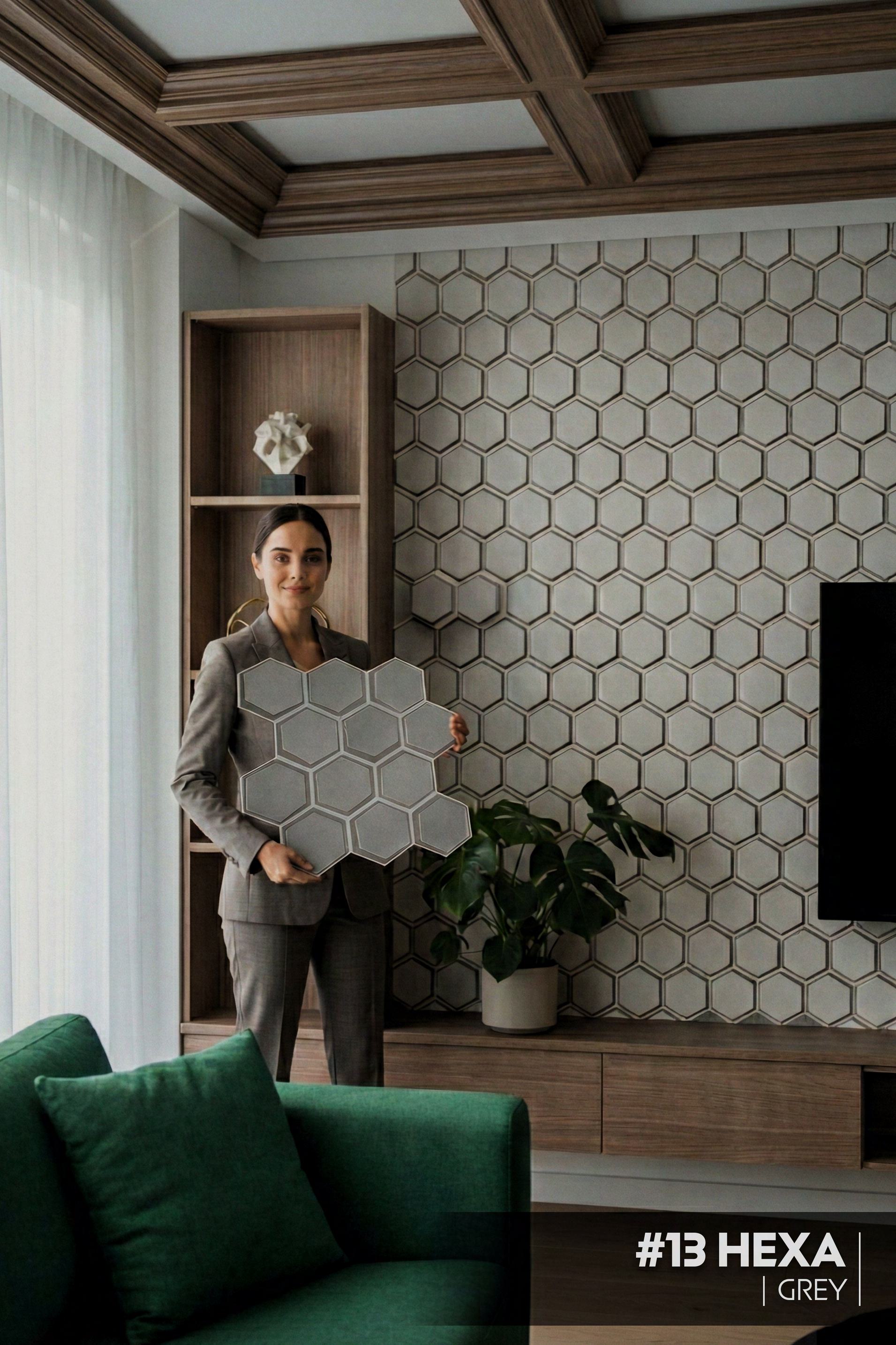 #13 Hexa - Hexagon 3D PVC Wall Panels (Without Mirror) - 3 colors option - (Size 50*50cm) - SWASTIK CREATIONS The Trend Point