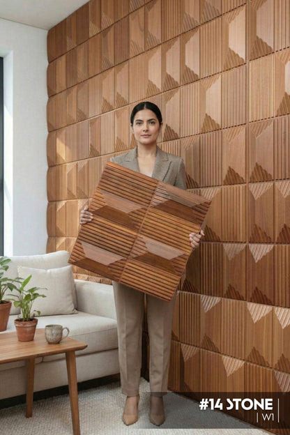 #14 Stone - 3D PVC Panel Stone (without Mirror) - 5 colors option - (Size 50*50cm) - SWASTIK CREATIONS The Trend Point
