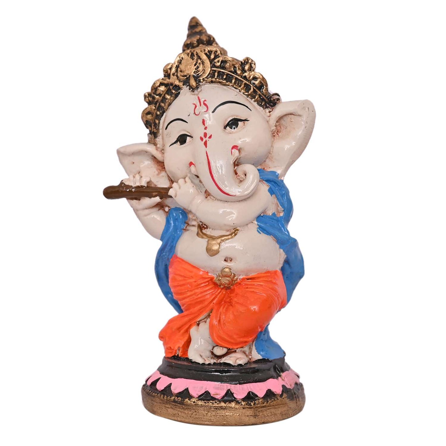 Swastik Trend Point Resin Playing Flute Ganesh Idol Statue Best For Home & Office Decor (Flute Vinayak), Multi Colour SWASTIK CREATIONS The Trend Point