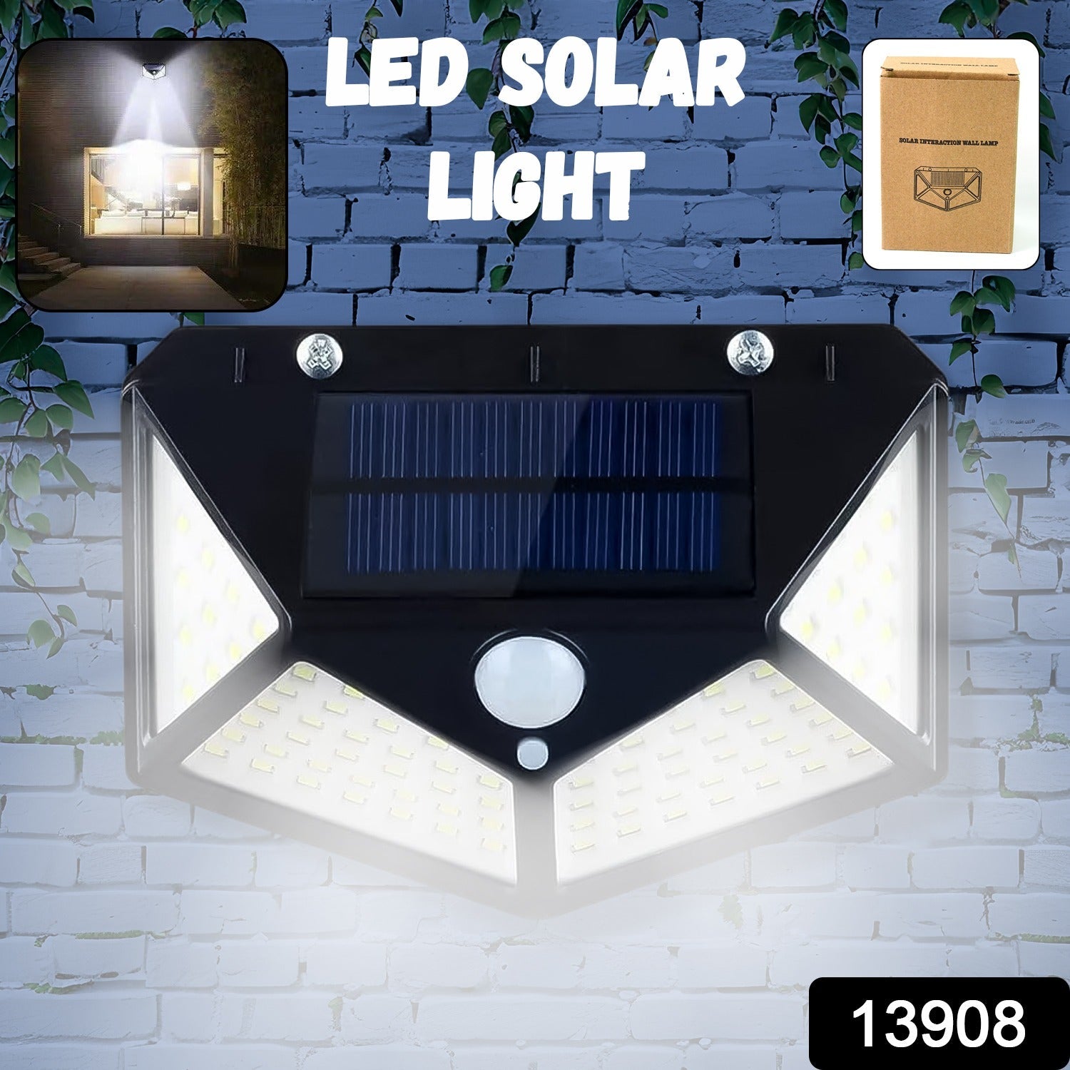 Outdoor Solar Lamp 100 LED Solar Light PIR Motion Sensor Wall Light ( 1 Pc)