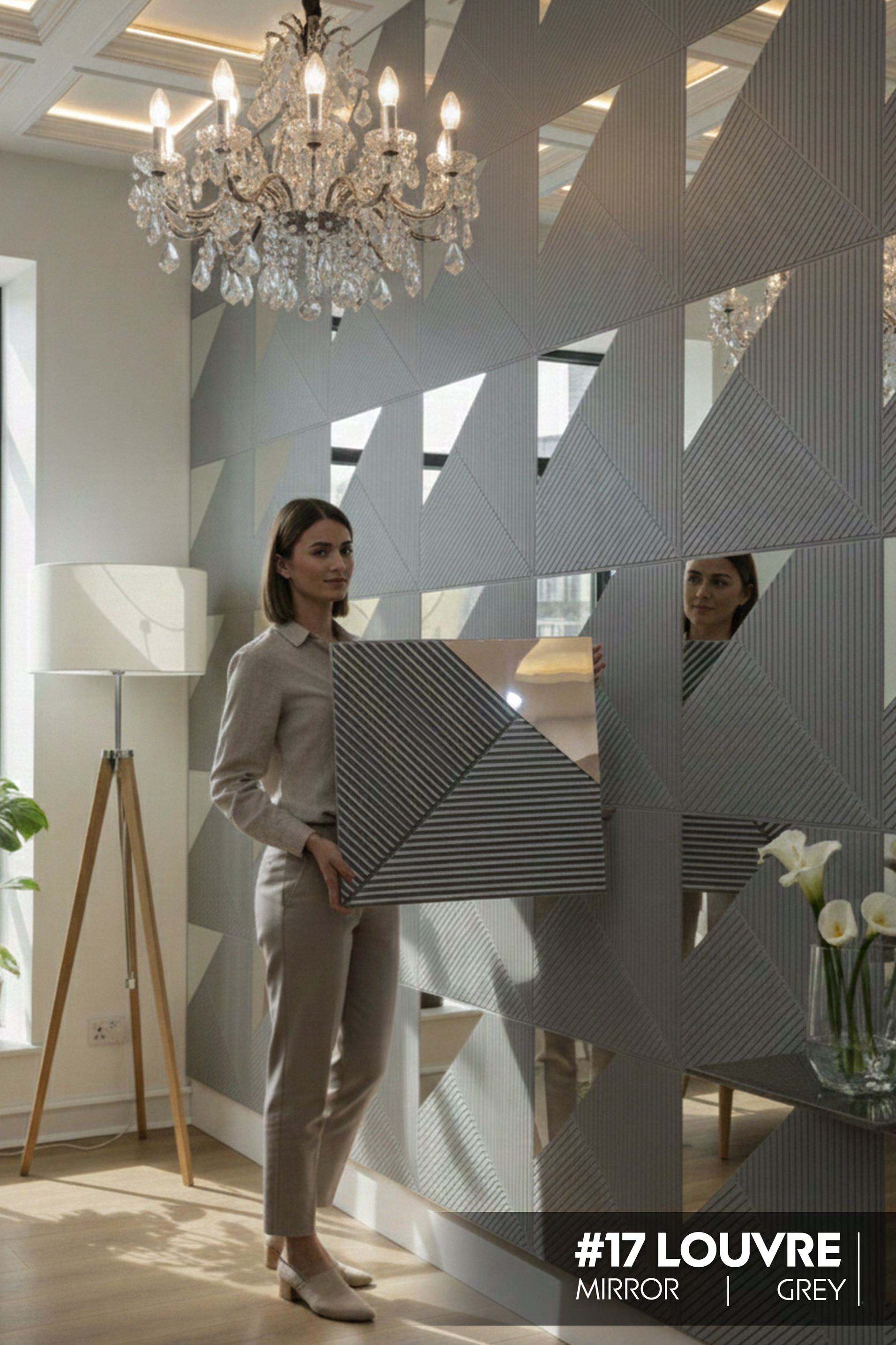 #17 Louvre Mirror Wall PVC Panels - 4 colors option - (Size 50*50cm) - SWASTIK CREATIONS The Trend Point