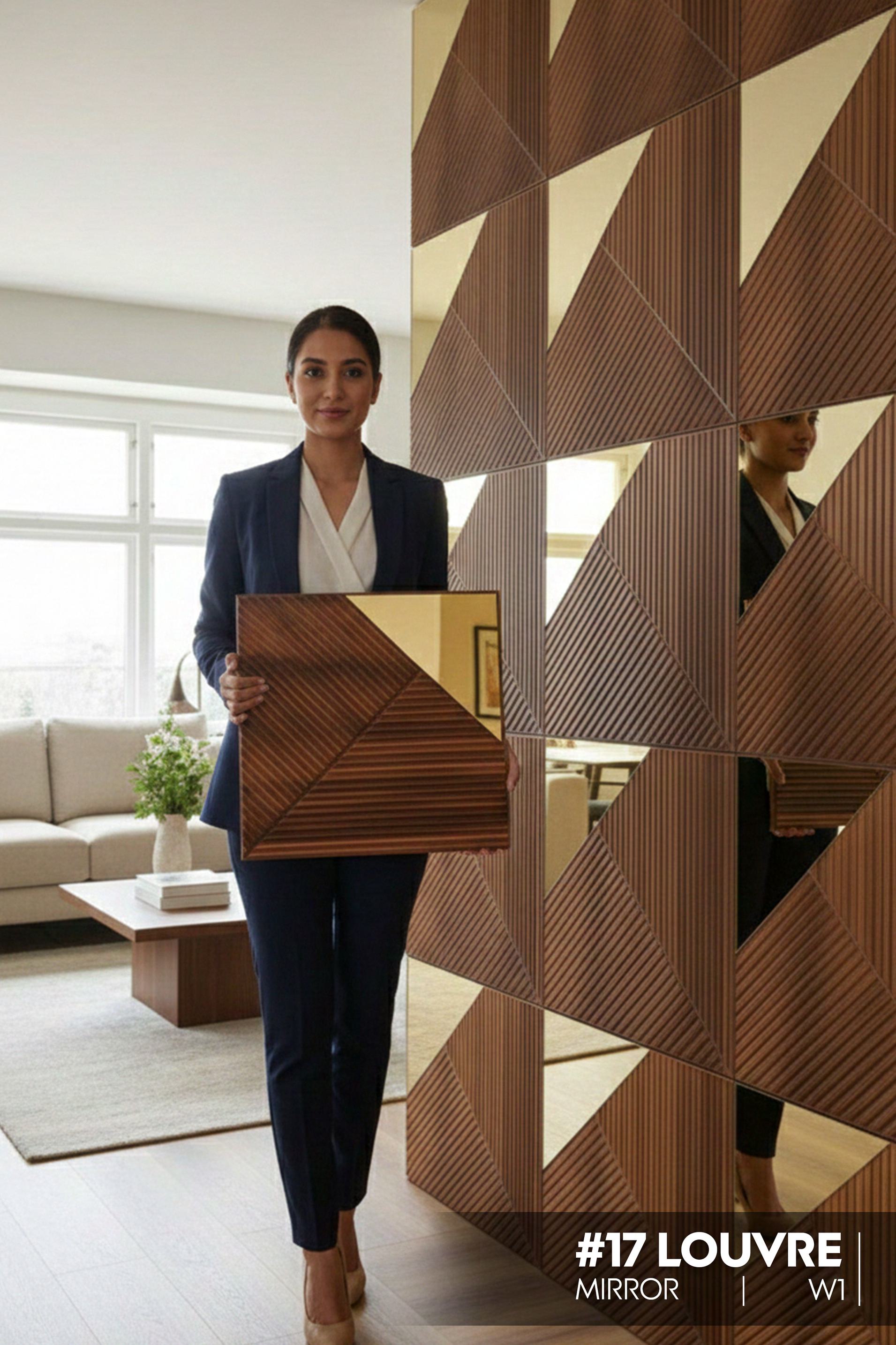 #17 Louvre Mirror Wall PVC Panels - 4 colors option - (Size 50*50cm) - SWASTIK CREATIONS The Trend Point