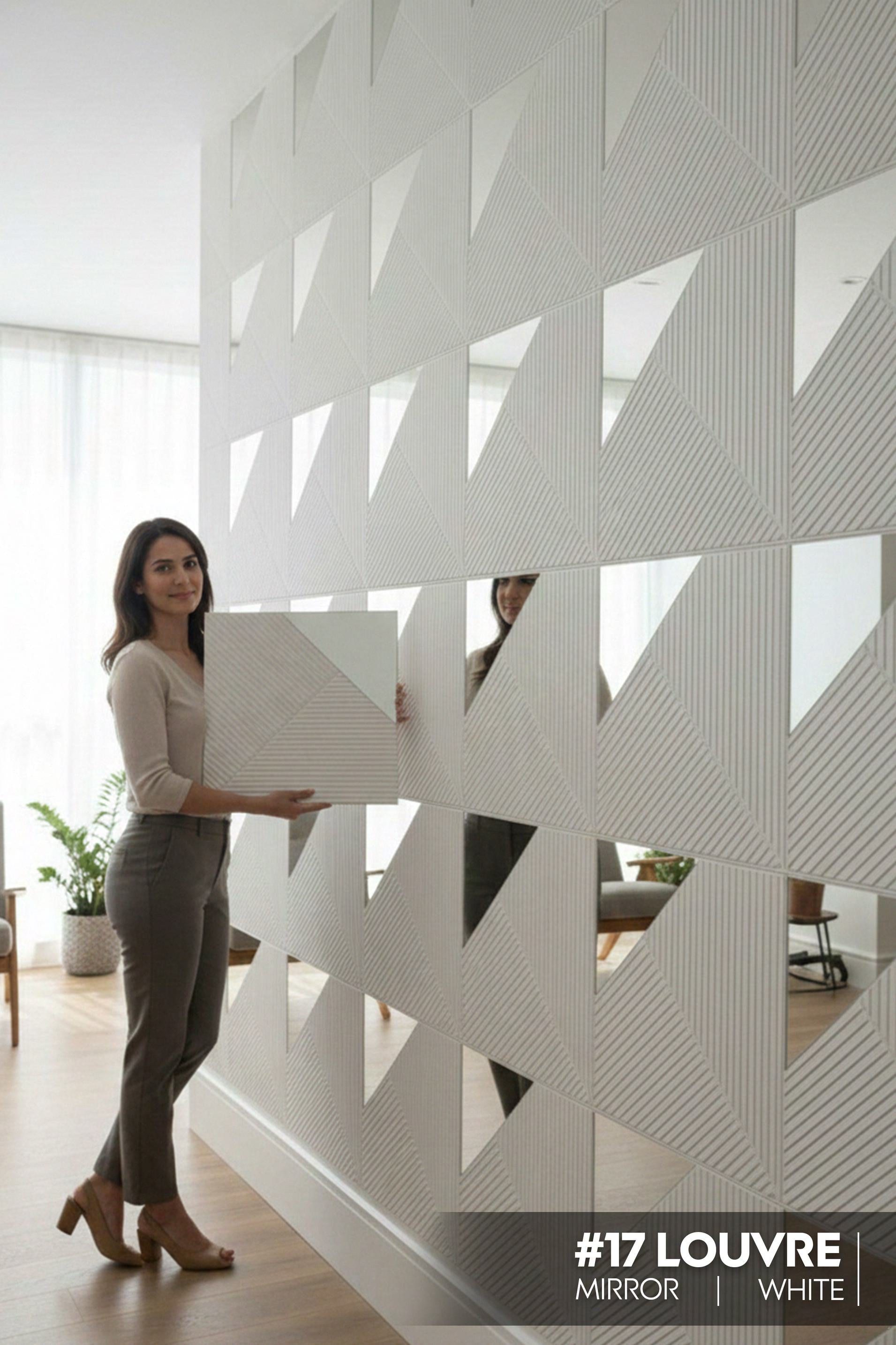 #17 Louvre Mirror Wall PVC Panels - 4 colors option - (Size 50*50cm) - SWASTIK CREATIONS The Trend Point