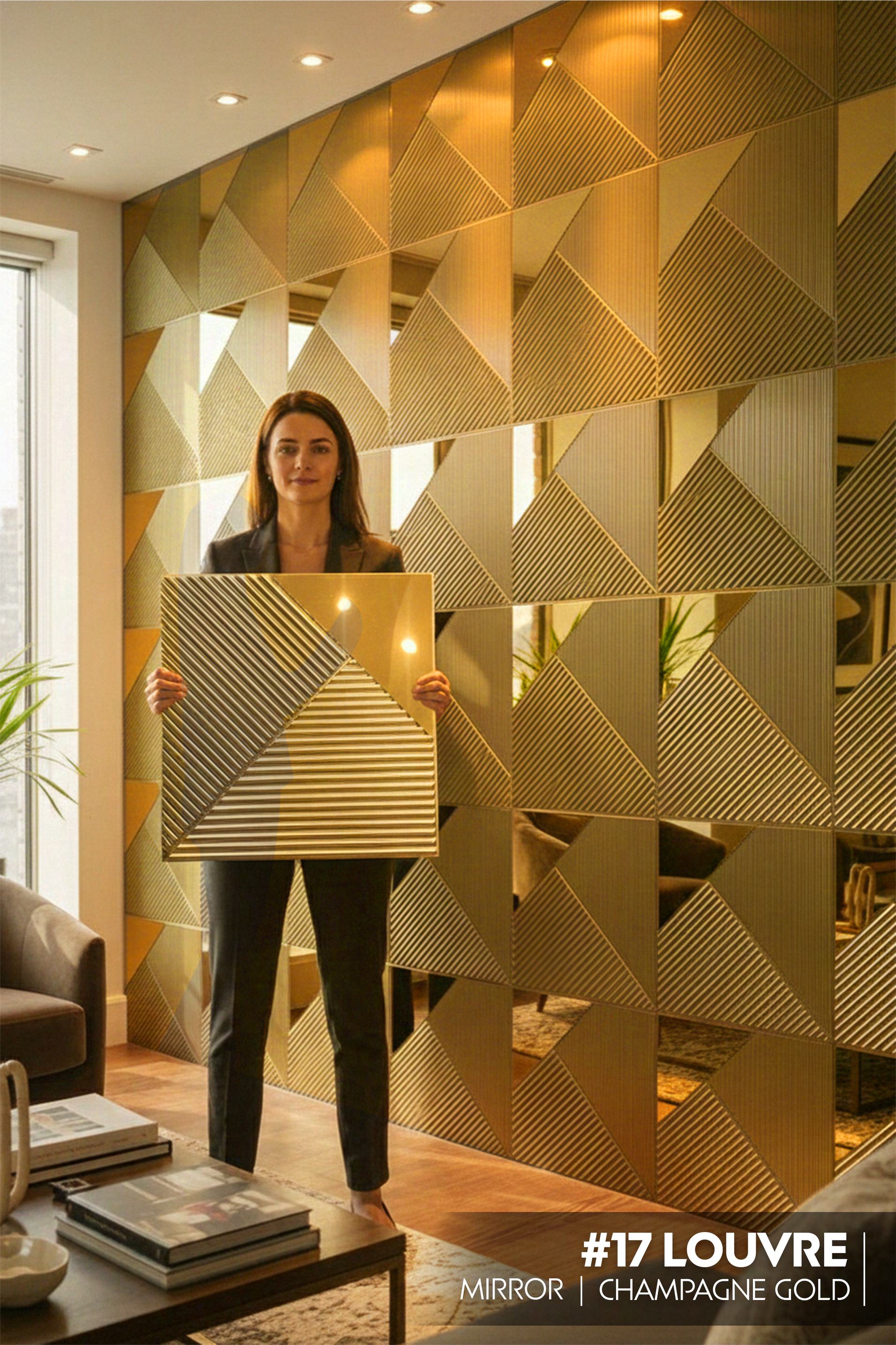 #17 Louvre Mirror Wall PVC Panels - 4 colors option - (Size 50*50cm) - SWASTIK CREATIONS The Trend Point