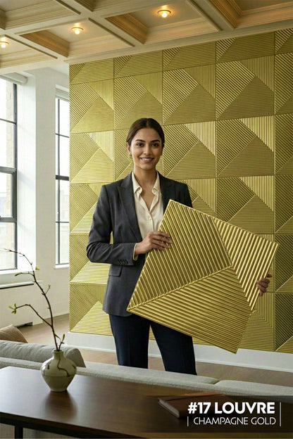 #17 Louvre Without Mirror Wall PVC Panels - 4 colors option - (Size 50*50cm) - SWASTIK CREATIONS The Trend Point