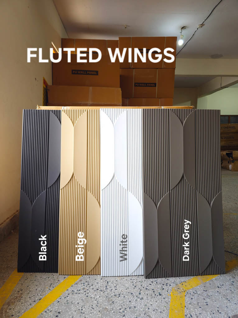 #Fluted Wings PU Panel New Design- 30mm thickness - Size 2x4ft - 4 color options - Min 8Pcs