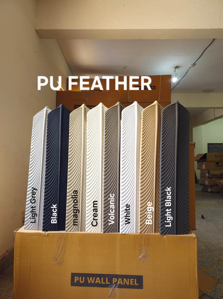 PU 3D Feather Panel (Size 8*36inch) (1 panel Covers Approx. 1.9 Sq Ft) - 5 colors Option - Min 8Pcs