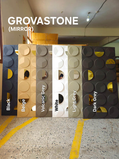 #GrovaStone 112 Mirror – 25mm PU Stone Finish Panels - Size 2x4ft - 5 color options - Min 8Pcs