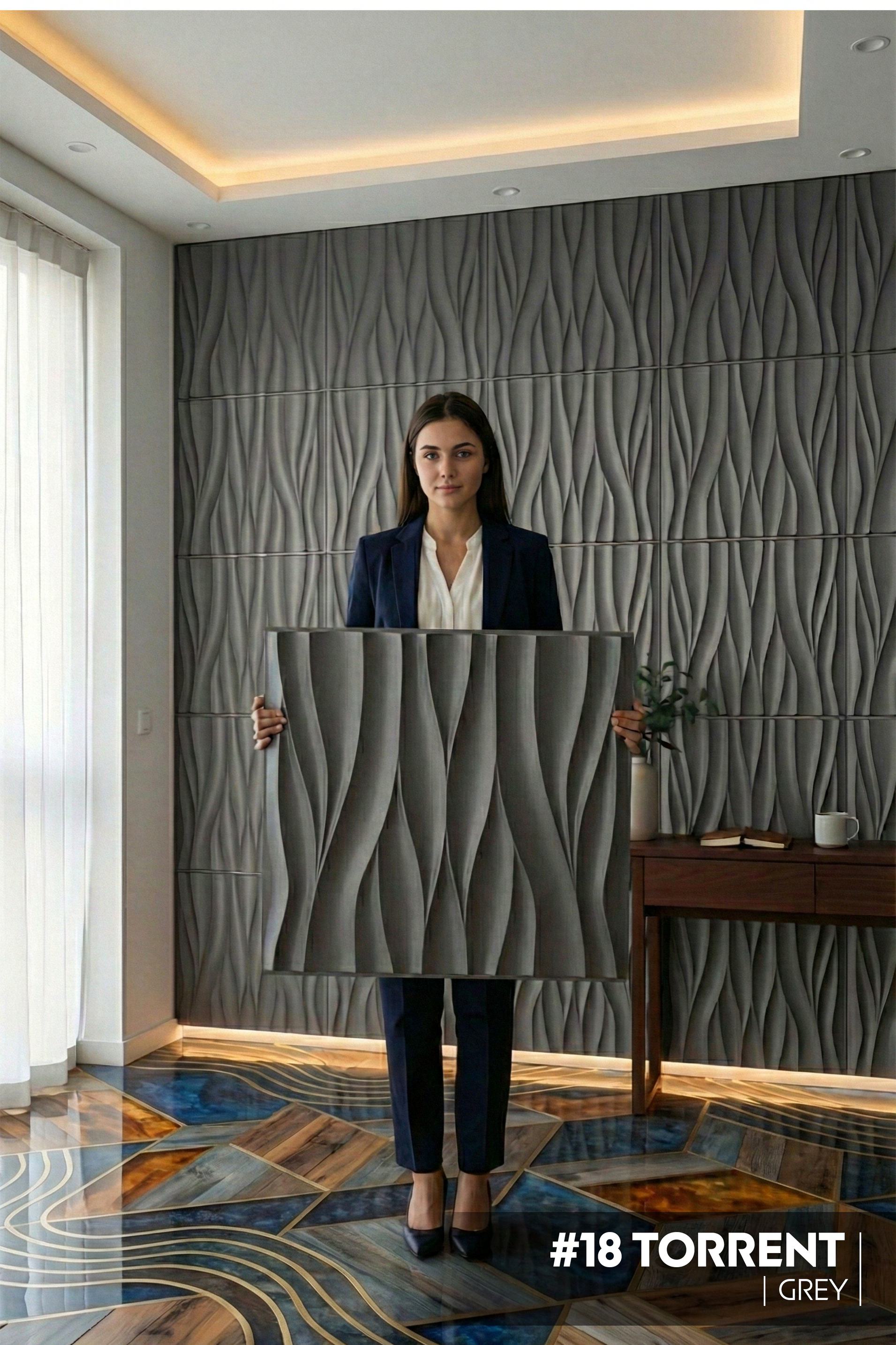 #18 Torrent 3D PVC Panel - 4 colors options - (Size 50*50cm) - SWASTIK CREATIONS The Trend Point