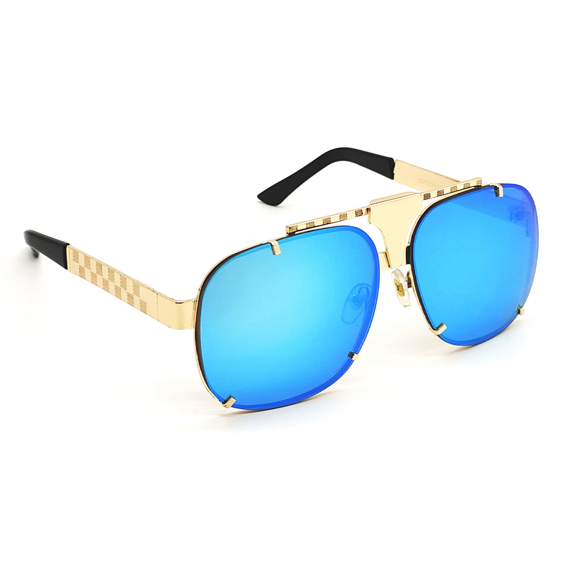 Aqua Blue maranello Square Sunglasses (SUN-LV-7026-AQB3GLD) SWASTIK CREATIONS The Trend Point