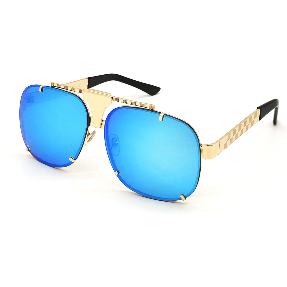 Aqua Blue maranello Square Sunglasses (SUN-LV-7026-AQB3GLD) SWASTIK CREATIONS The Trend Point