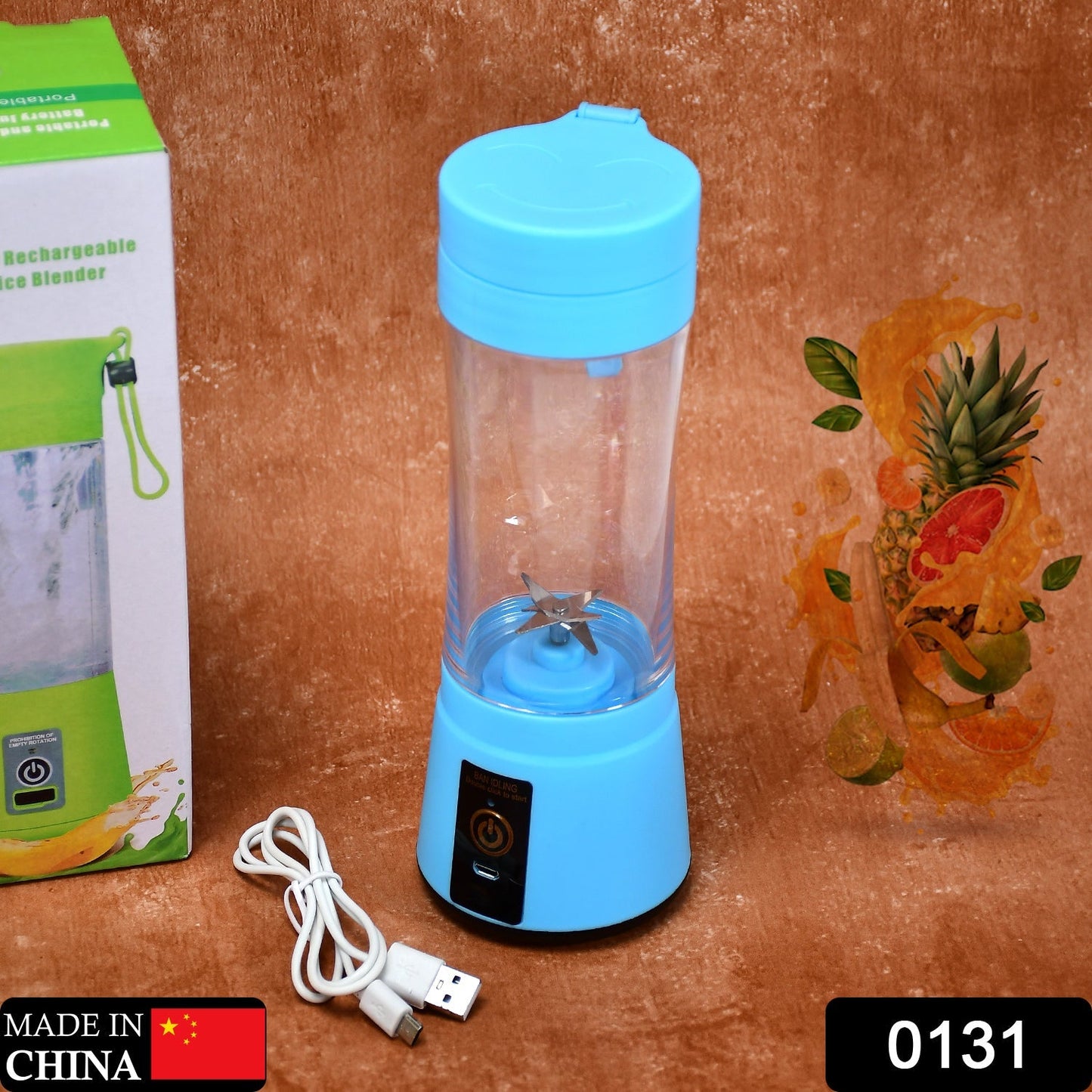 0131 Portable 6 Blade Juicer Cup USB Rechargeable Vegetables Fruit Juice Maker Juice Extractor Blender Mixer DeoDap SWASTIK CREATIONS The Trend Point