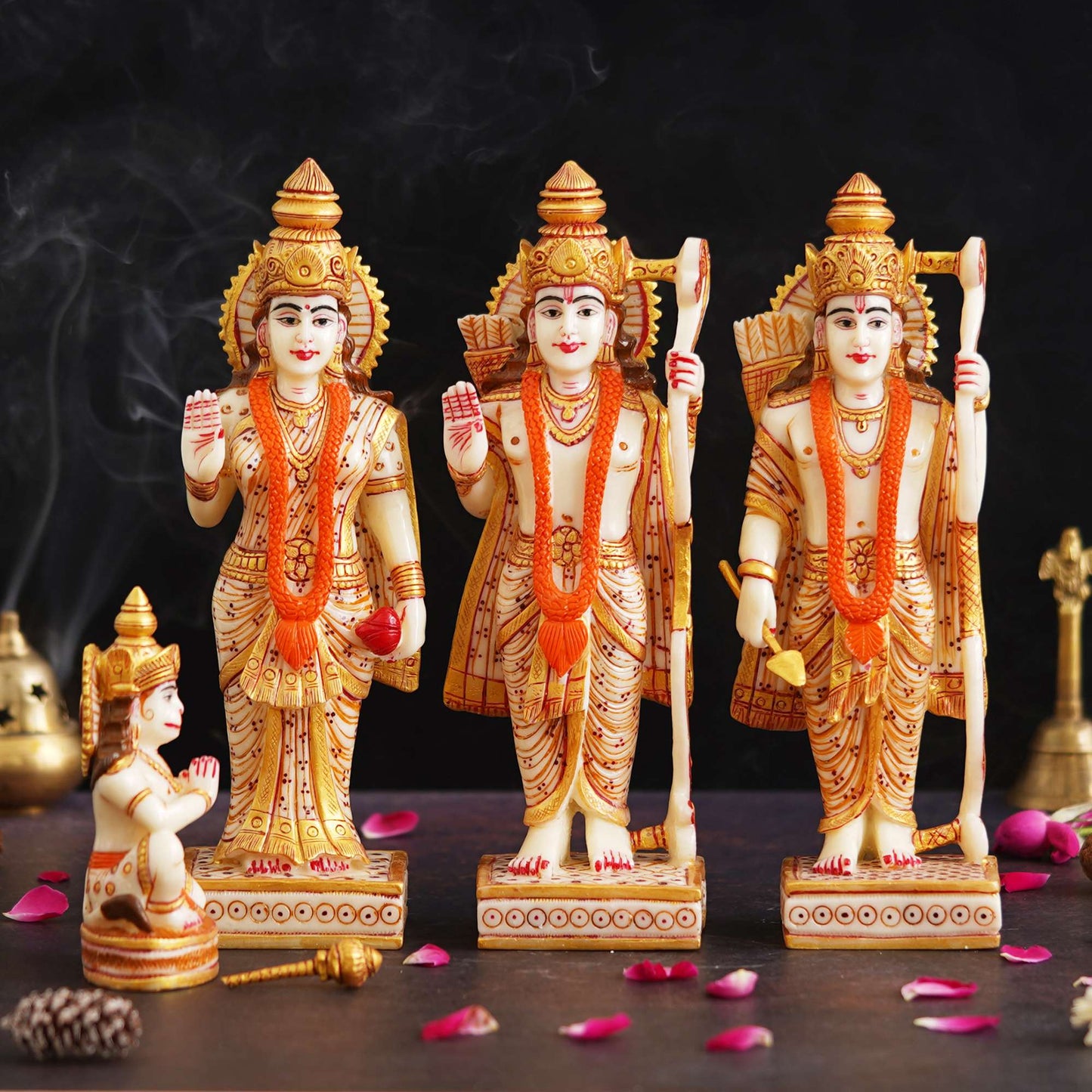 Ram darbar Idol Sita Statue Hanuman Laxman Idol Antique Finish Home D?cor Marble God Statue (NMB-RMD1) SWASTIK CREATIONS The Trend Point