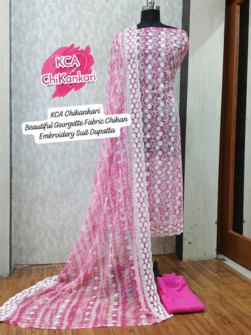 KCA33 Pure Georgette Chikankari Embroidered Suit (4 colours)