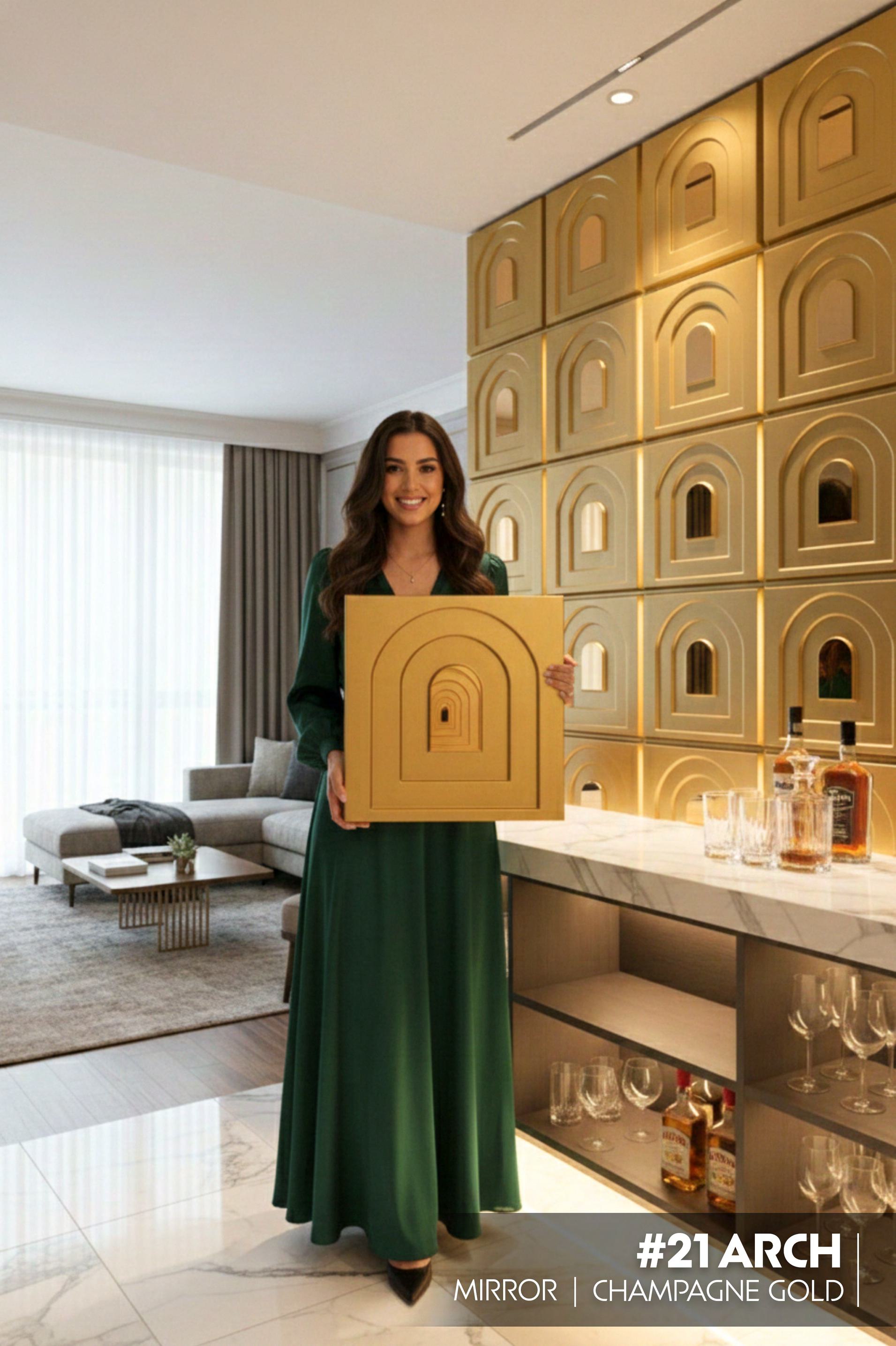 #21 Arch - Arch 3D PVC Mirror Panel - 6 colors option - (Size 50*50cm) - SWASTIK CREATIONS The Trend Point