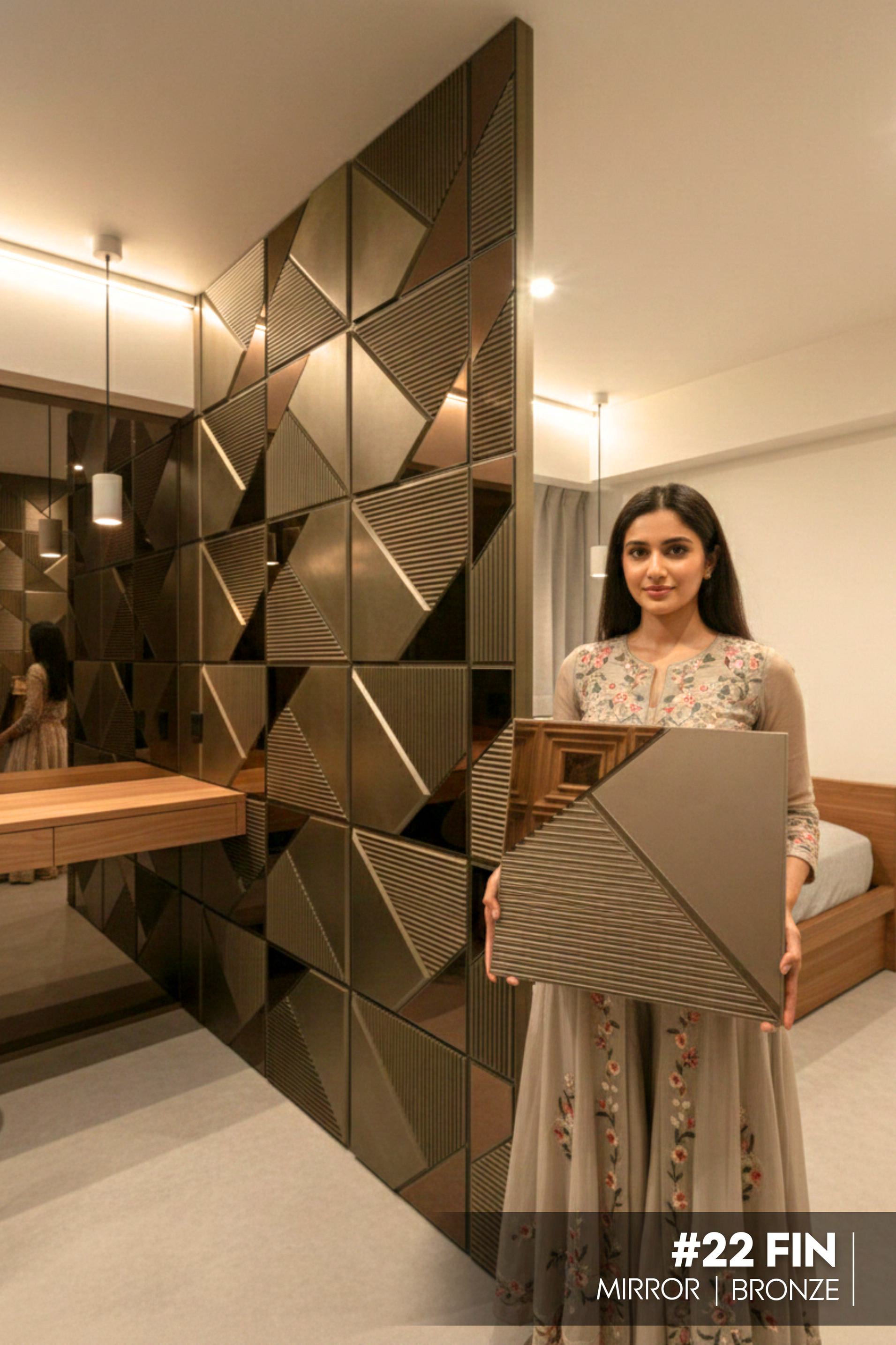 #22 Fin - 3D PVC Bronze Panel (Mirror) (Size 50*50cm) - SWASTIK CREATIONS The Trend Point