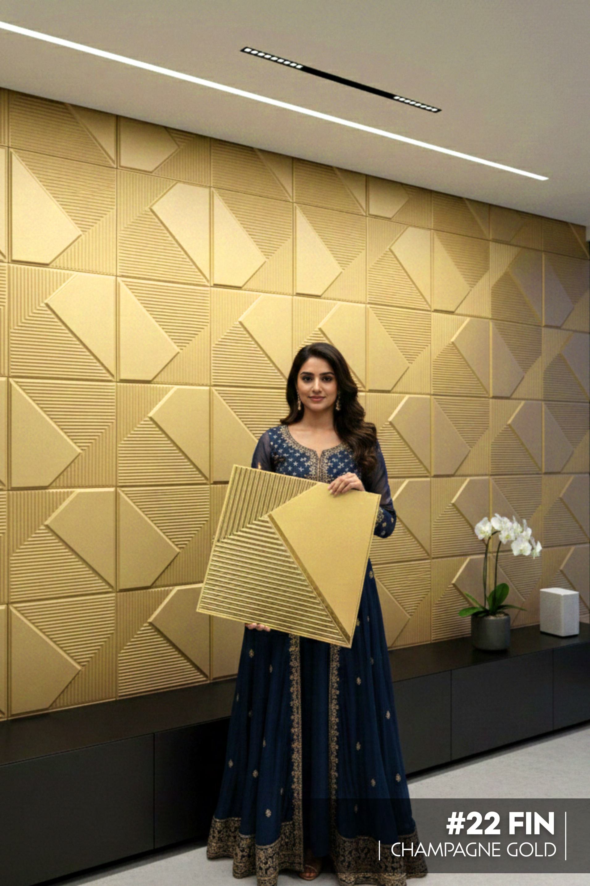 #22 Fin - 3D PVC Panel (Without Mirror) - 5 colors option - (Size 50*50cm) - SWASTIK CREATIONS The Trend Point