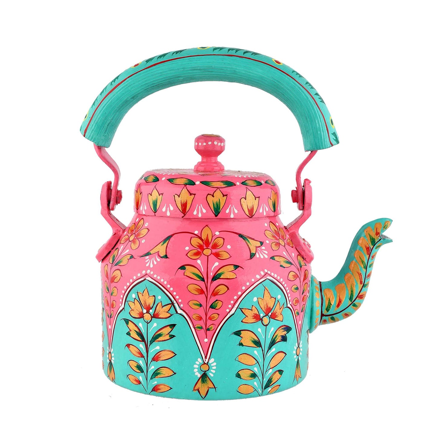 Hand-Painted Aluminium Tea Kettle – 750 ml for kitchen décor Home Décor , Tea Party , Serving - (KT3) SWASTIK CREATIONS The Trend Point