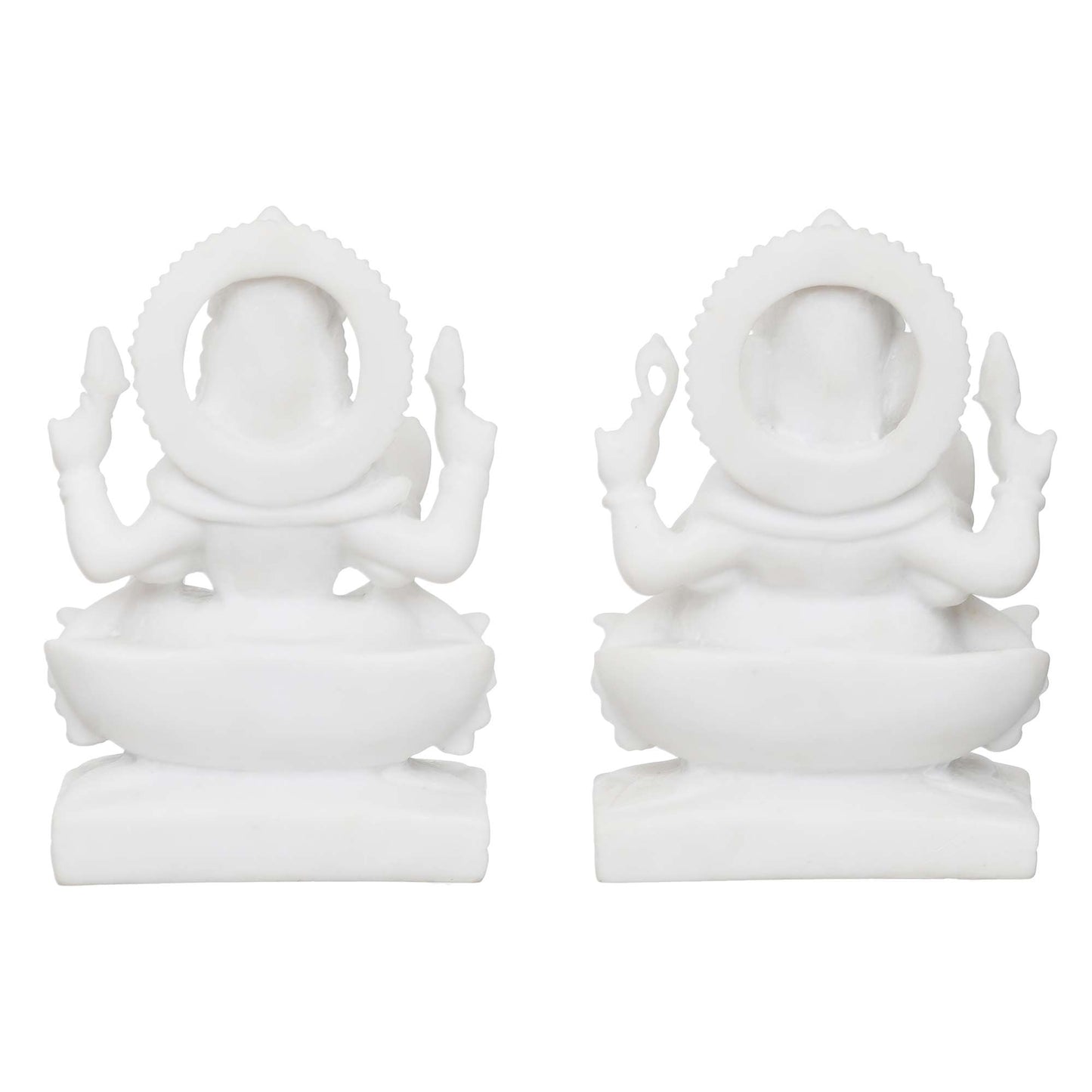 Laxmi Ganesha Idol Marble Murti For Puja Home Diwali Decoration Gifts (NMB-GS1) SWASTIK CREATIONS The Trend Point