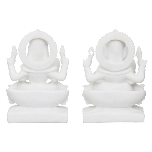 Laxmi Ganesha Idol Marble Murti For Puja Home Diwali Decoration Gifts (NMB-GS1)