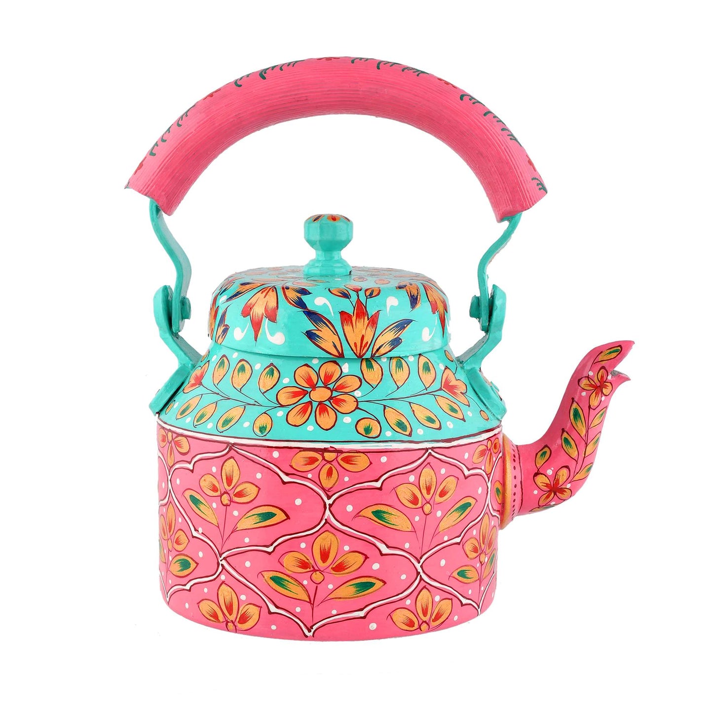 Hand-Painted Aluminium Tea Kettle – 750 ml for kitchen décor Home Décor , Tea Party , Serving - (KT1) SWASTIK CREATIONS The Trend Point