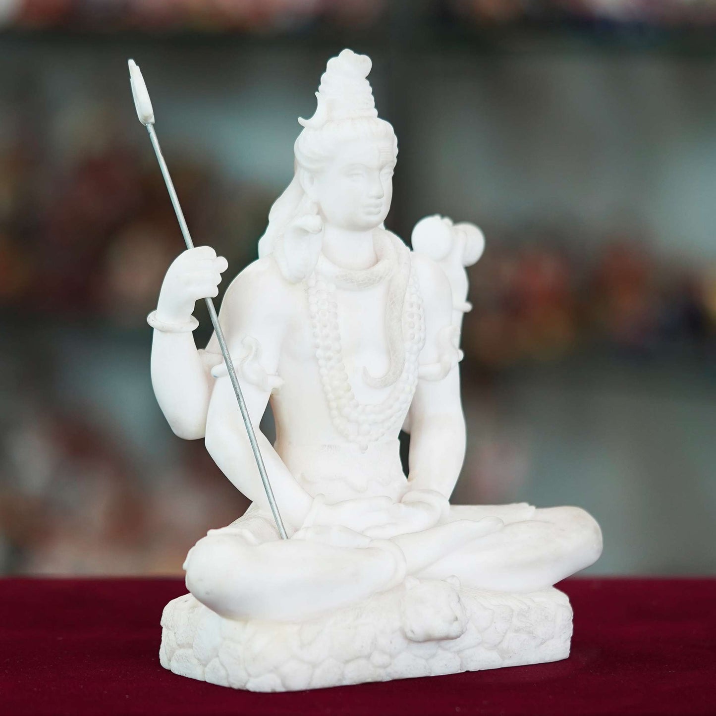 Marble Handmade Mahadev Shivaji Idol For Home Décor Handcrafted Showpiece For Table Décor( 8 INCHES HEIGHT) (MS-1) SWASTIK CREATIONS The Trend Point