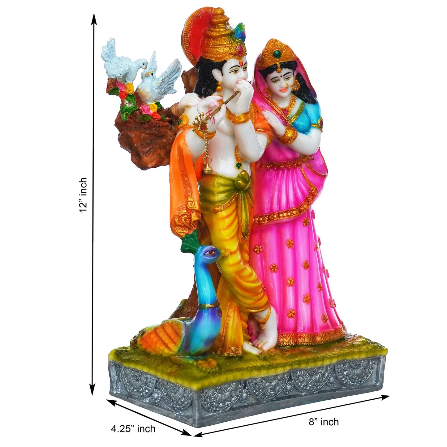 Statue of Hindu Deity Krishna and Radha (12 inches) (MB-RK3) SWASTIK CREATIONS The Trend Point