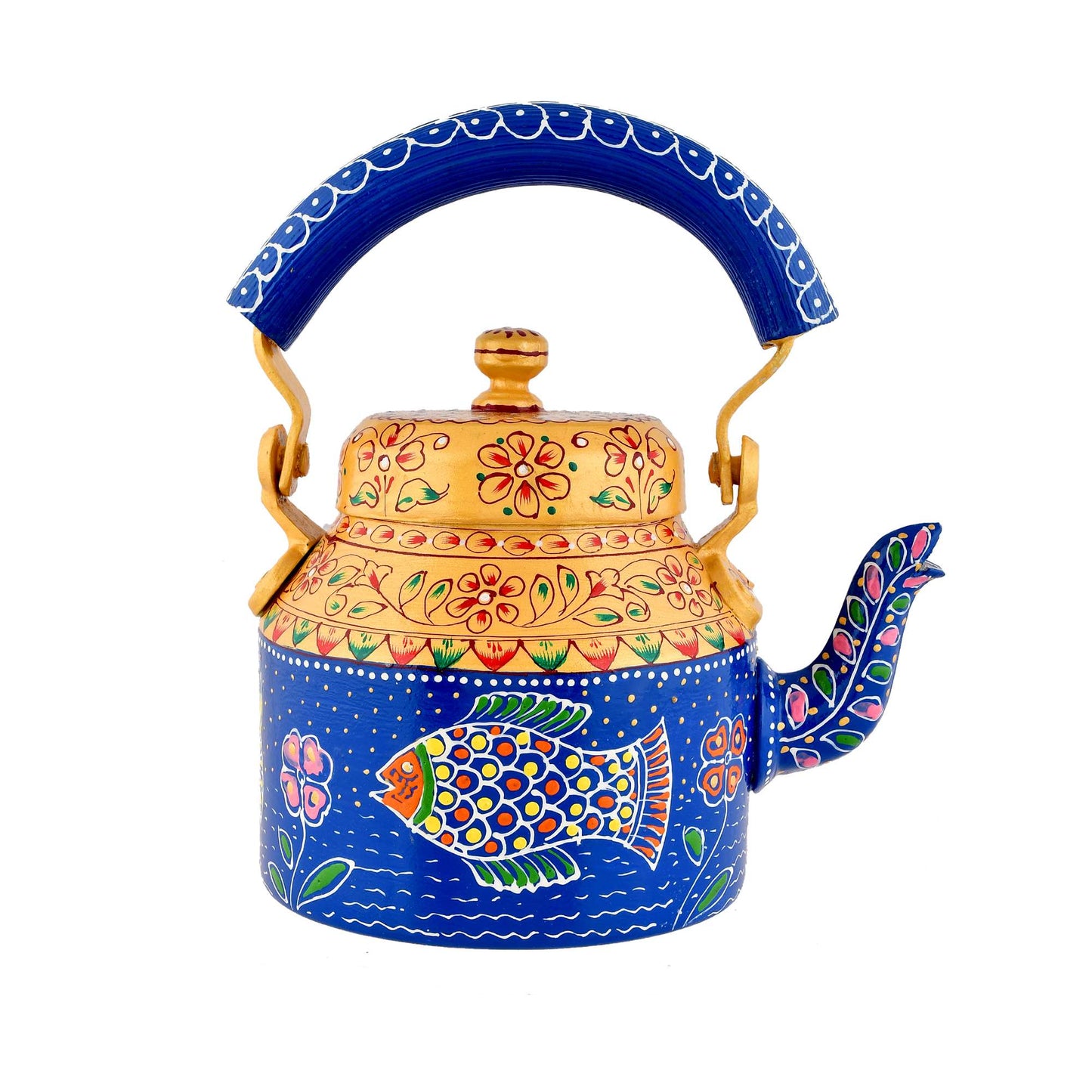 Hand-Painted Aluminium Tea Kettle – 750 ml for kitchen décor Home Décor , Tea Party , Serving - (KT5) SWASTIK CREATIONS The Trend Point