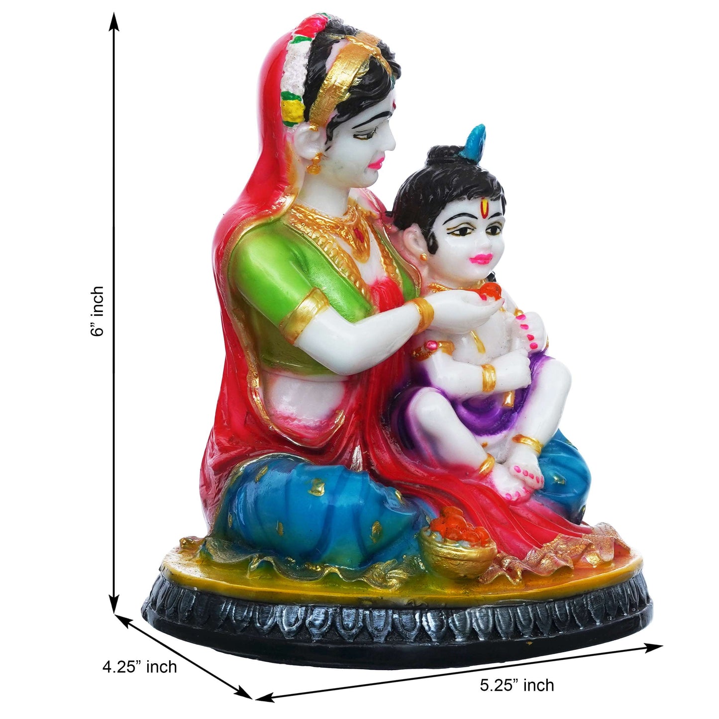 Hand-Painted Marble Yashoda and Krishna Statue (9 inches) (MYK-1) SWASTIK CREATIONS The Trend Point