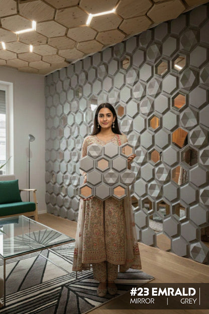 #23 Emrald 3D PVC Mirror Panel - 3 colors option - (Size 50*50cm) - SWASTIK CREATIONS The Trend Point