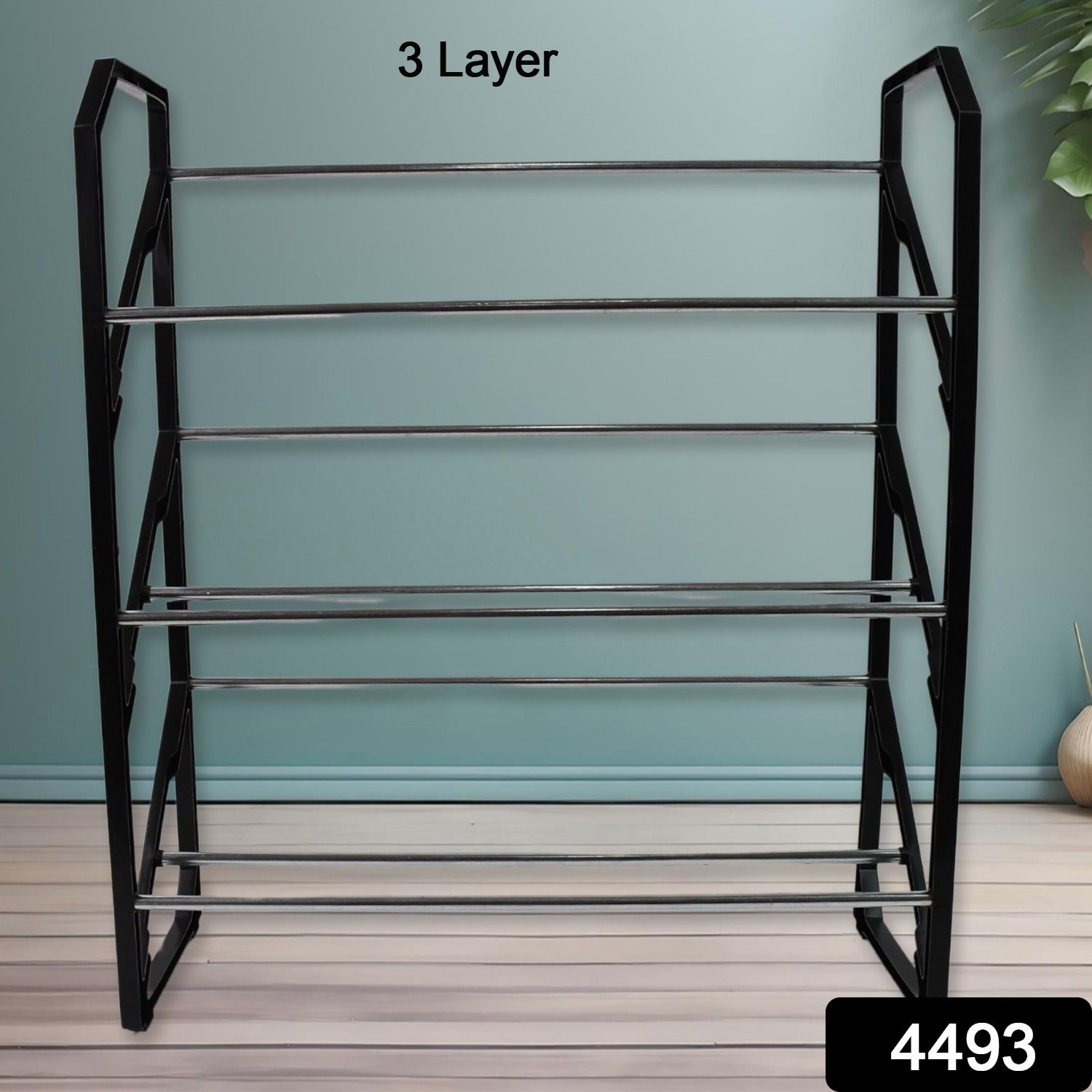 3 Layer Space‑saving Shoes Show Rack Folding Shoe Rack (1 Pc)