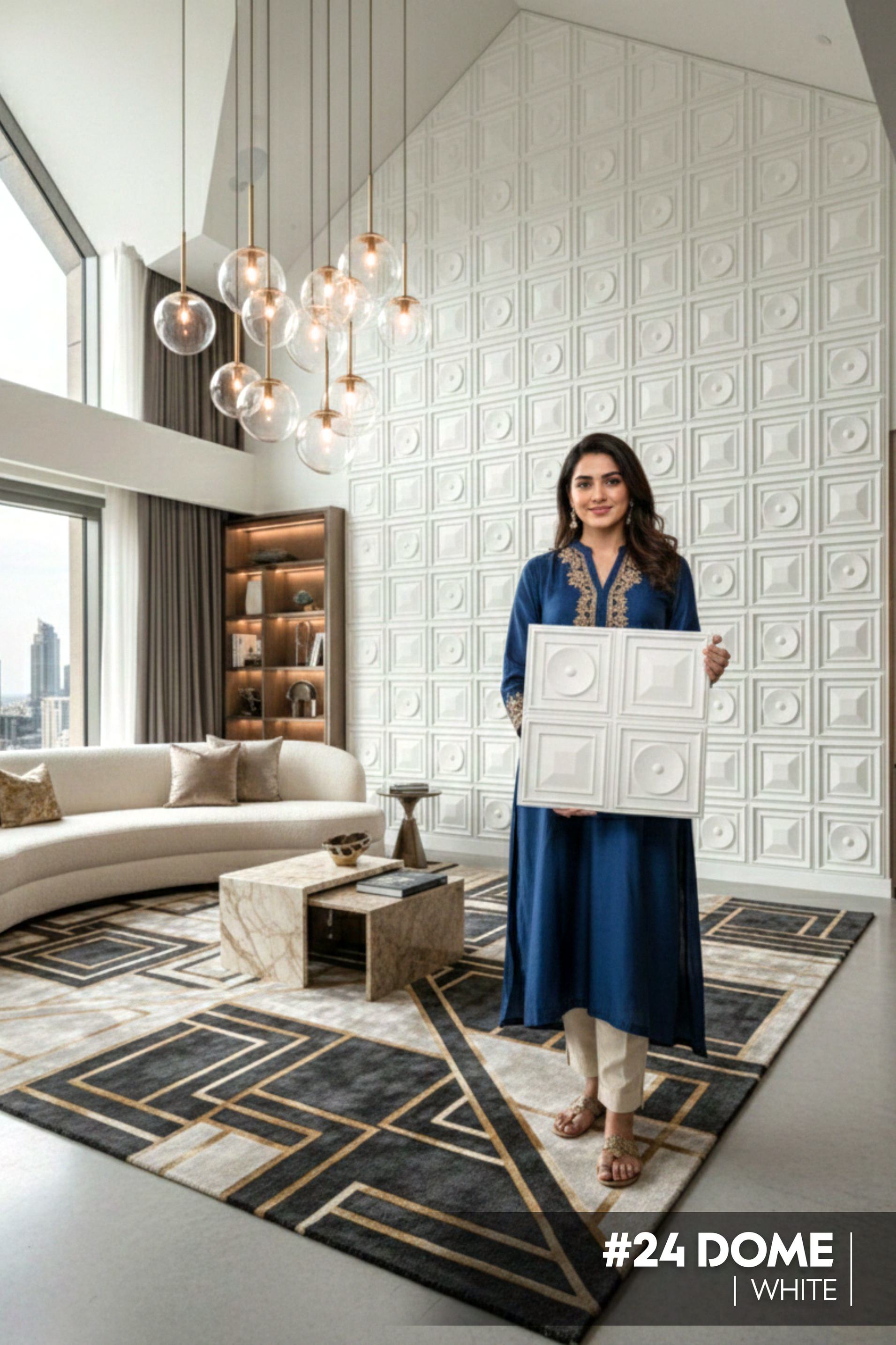 #24 Dome - Dome 3D PVC Panel (Without Mirror) - 6 colors option - (Size 50*50cm) - SWASTIK CREATIONS The Trend Point