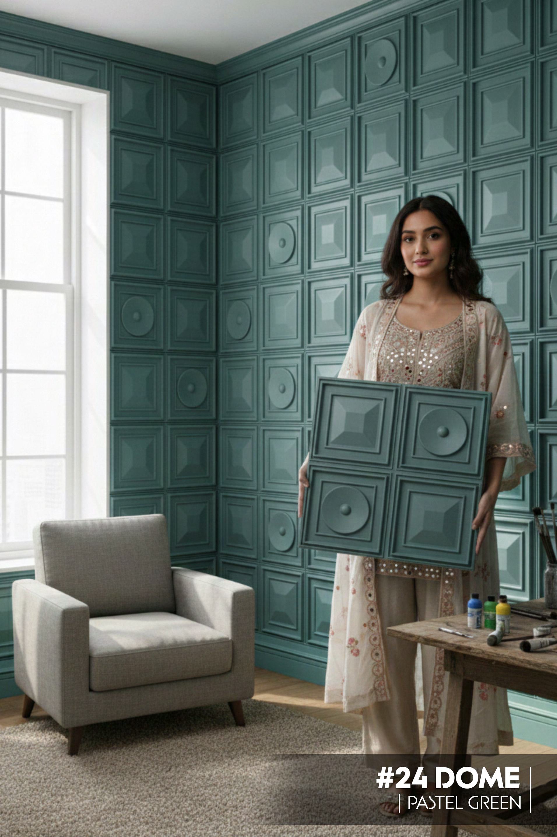 #24 Dome - Dome 3D PVC Panel (Without Mirror) - 6 colors option - (Size 50*50cm) - SWASTIK CREATIONS The Trend Point