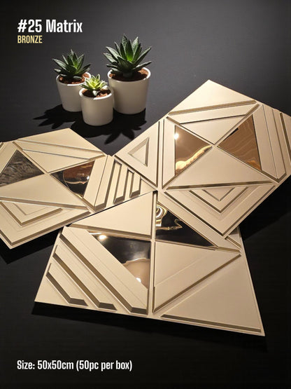 #25 Matrix 3D PVC Mirror Panel - 5 colors option - (Size 50*50cm) - SWASTIK CREATIONS The Trend Point