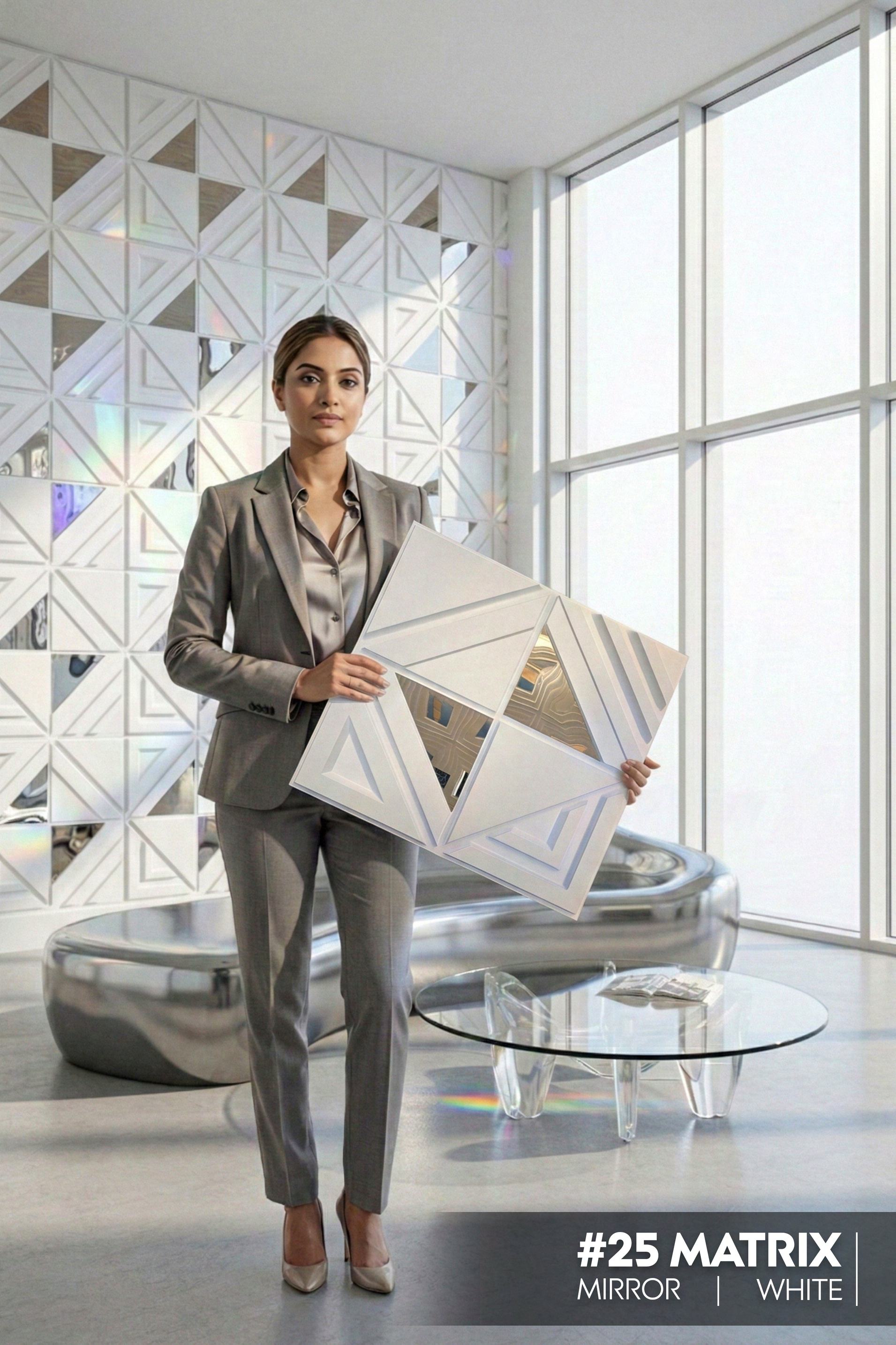 #25 Matrix 3D PVC Mirror Panel - 5 colors option - (Size 50*50cm) - SWASTIK CREATIONS The Trend Point