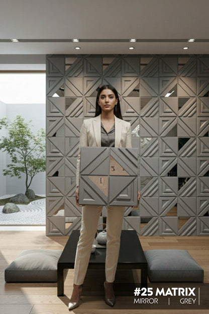 #25 Matrix 3D PVC Mirror Panel - 5 colors option - (Size 50*50cm) - SWASTIK CREATIONS The Trend Point