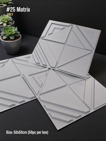 #25 Matrix 3D PVC Without Mirror Panel - 5 colors option - (Size 50*50cm) - SWASTIK CREATIONS The Trend Point