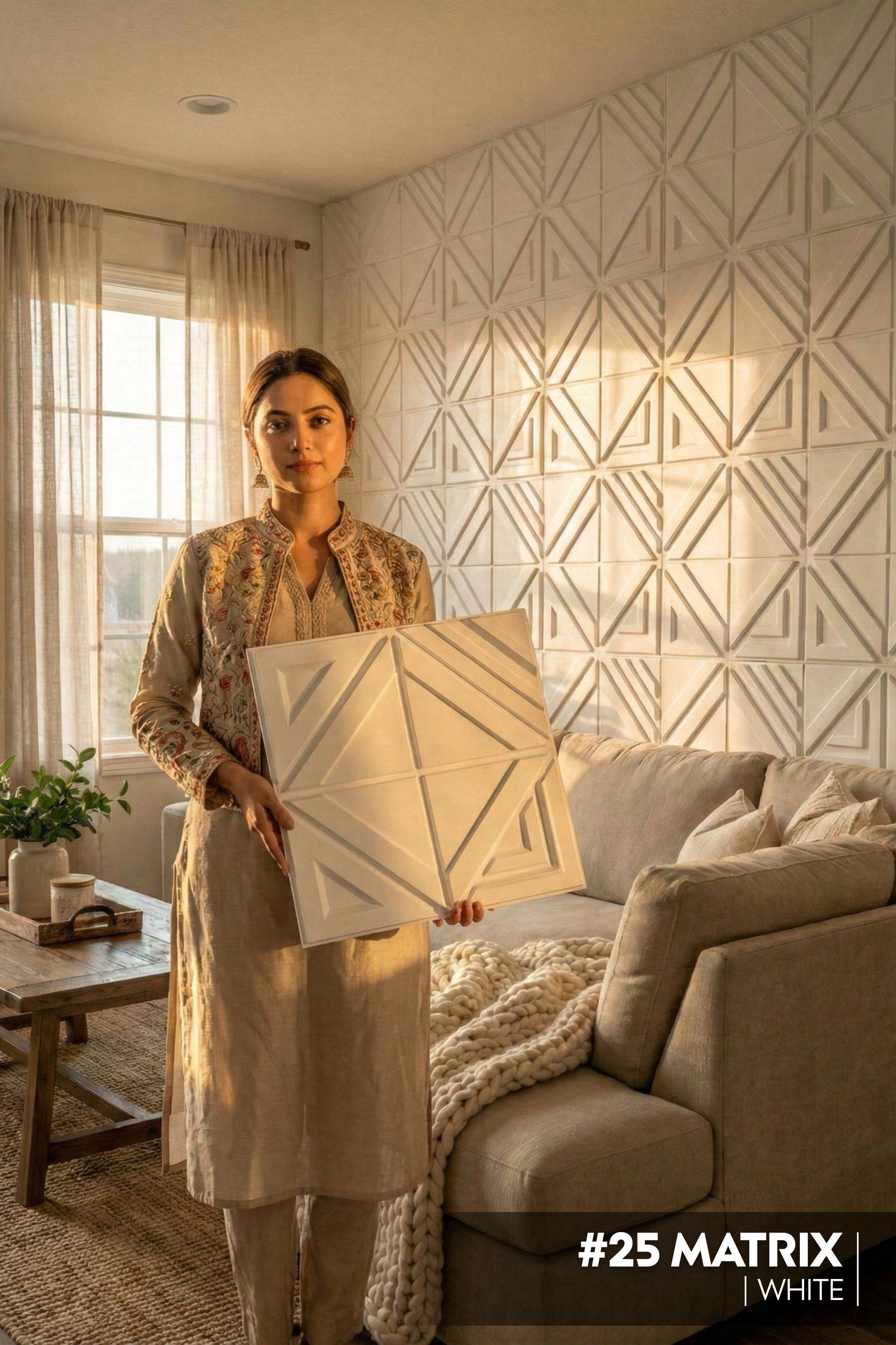 #25 Matrix 3D PVC Without Mirror Panel - 5 colors option - (Size 50*50cm) - SWASTIK CREATIONS The Trend Point