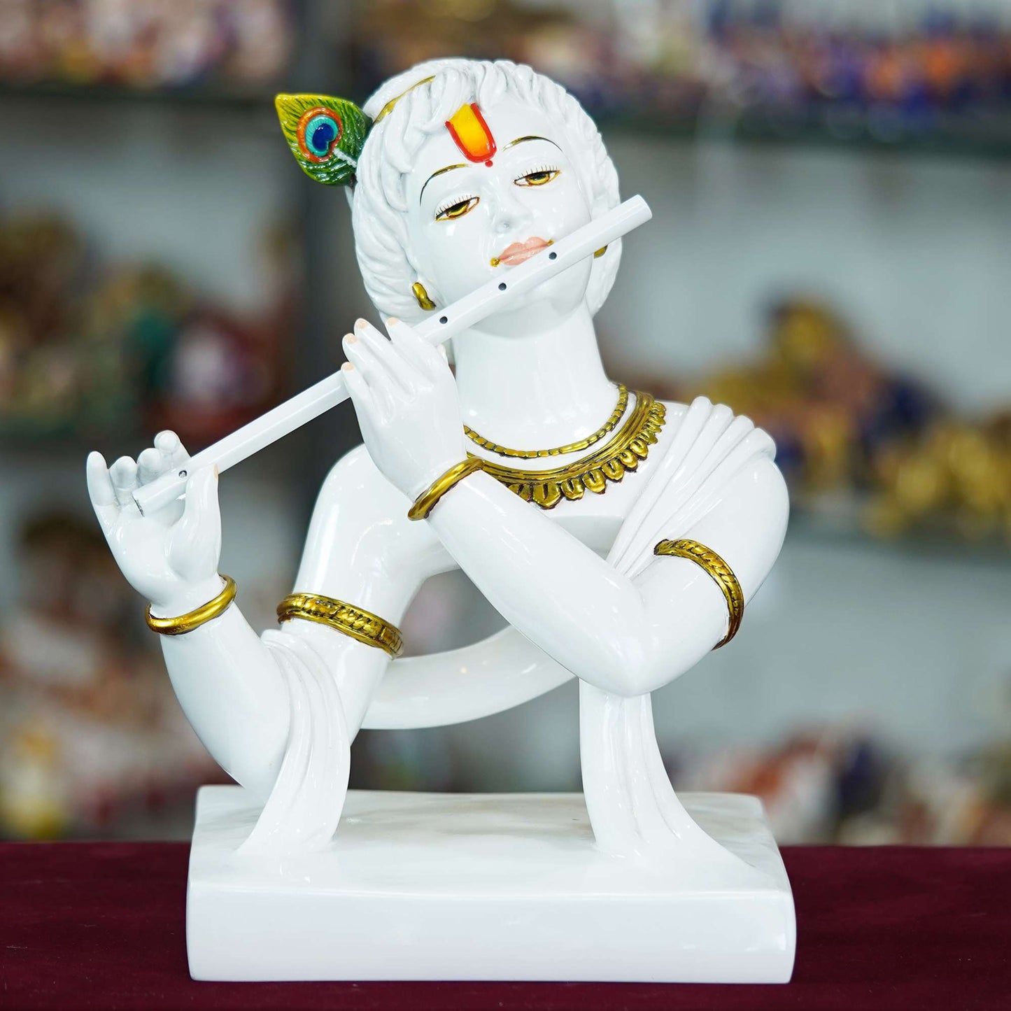 Marble Handmade Flute Krishna For Home Décor Handcrafted Showpiece For Table Décor Temple Décor (MK-2) SWASTIK CREATIONS The Trend Point