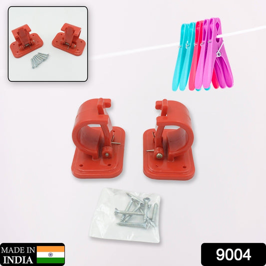9004 Drill Curtain Rod Brackets Drilling Curtain Rod Holder Hooks With 8 Screw Adjustable Curtain Rod Hooks Curtain Hangers for Bathroom Kitchen Home Bathroom and Hotel (2 Pc Set Mix Color) - SWASTIK CREATIONS The Trend Point