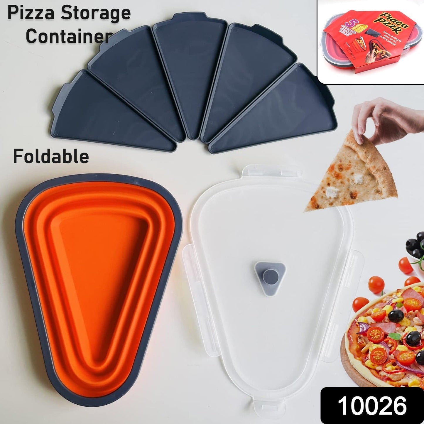 Reusable Pizza Storage Containers with 5 Microwavable Serving Trays, Silicone Container Expandable & Adjustable for Packing Pizza at home / outdoor SWASTIK CREATIONS The Trend Point