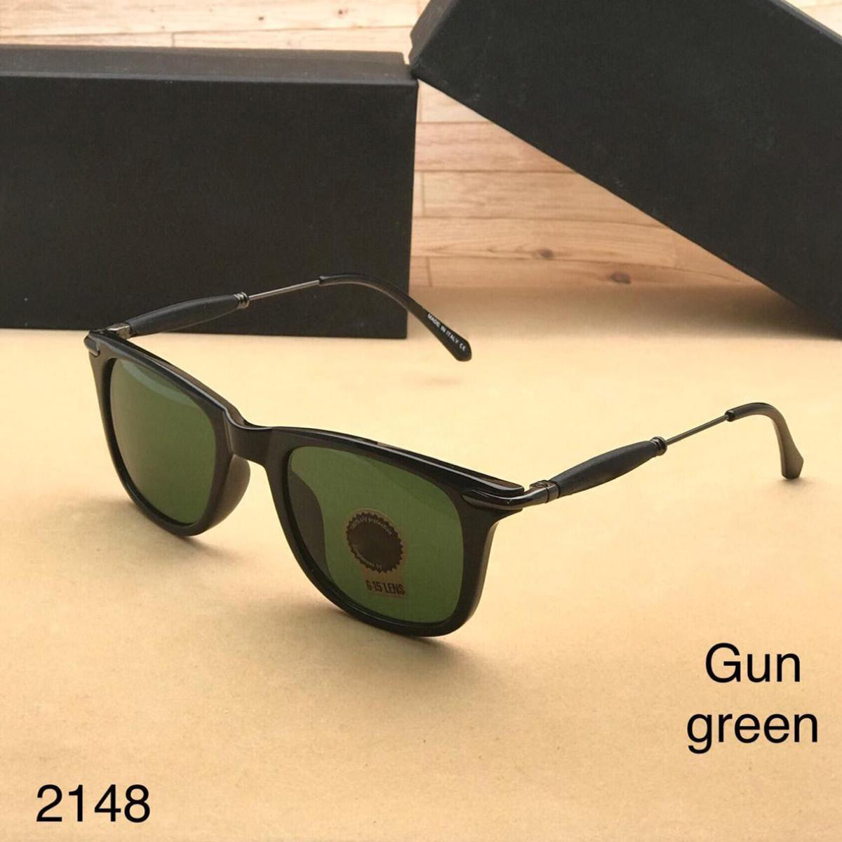 Green Enigte Square Sunglasses (SUN-RN-2148-GRN1BLK-M) SWASTIK CREATIONS The Trend Point