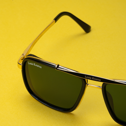 Green Cayenne Square Sunglasses (SUN-LK-4413-GRN1GLD-M)