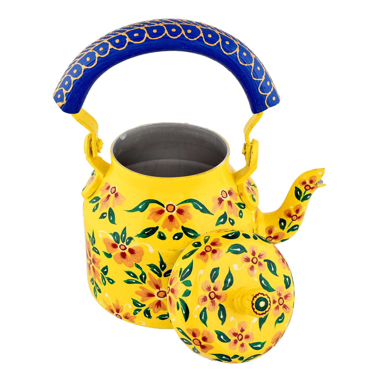 Hand-Painted Aluminium Tea Kettle – 750 ml for kitchen décor Home Décor , Tea Party , Serving - (KT2) SWASTIK CREATIONS The Trend Point