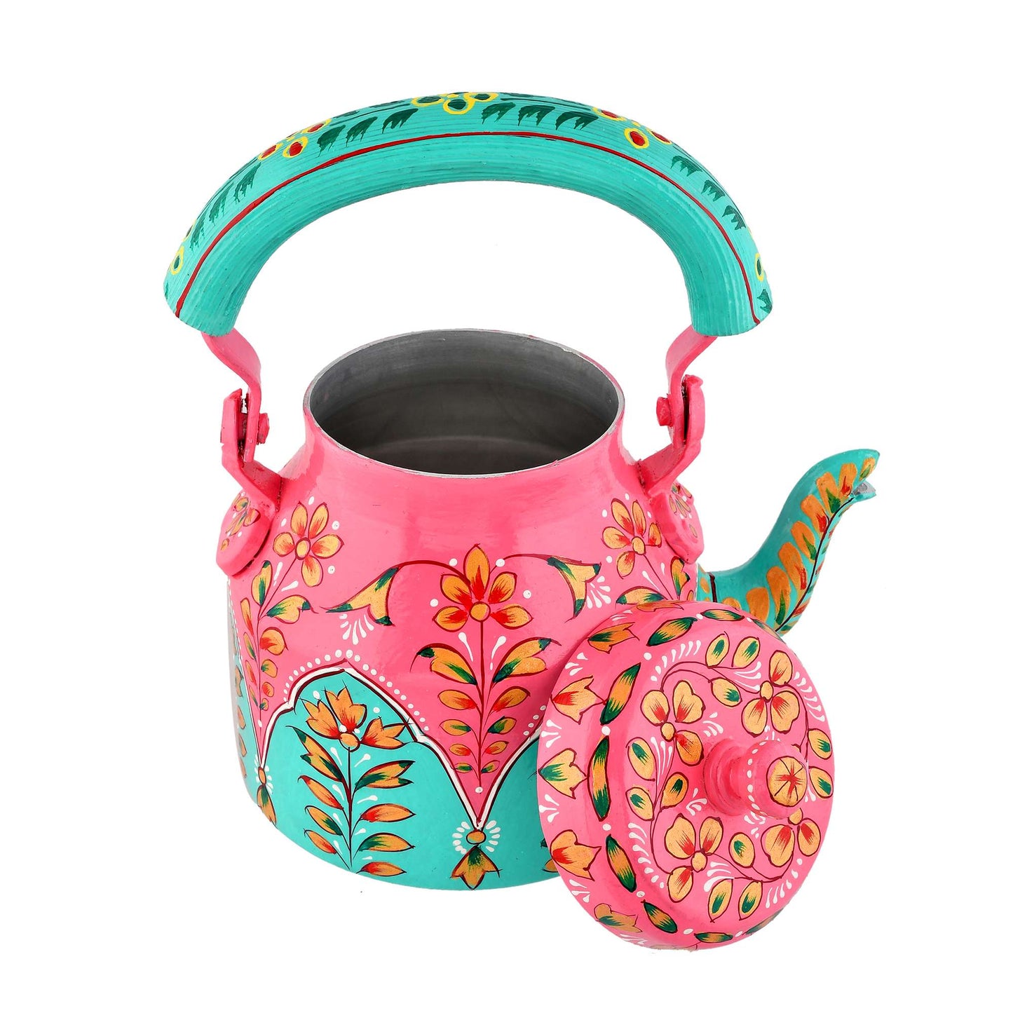 Hand-Painted Aluminium Tea Kettle – 750 ml for kitchen décor Home Décor , Tea Party , Serving - (KT3) SWASTIK CREATIONS The Trend Point