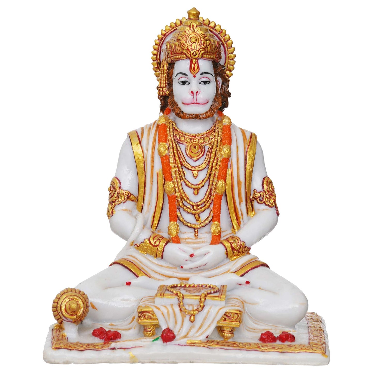 Lord Hanuman Sitting Statue with gada & Reading Book Decorative Showpiece (NMB-HN3) SWASTIK CREATIONS The Trend Point