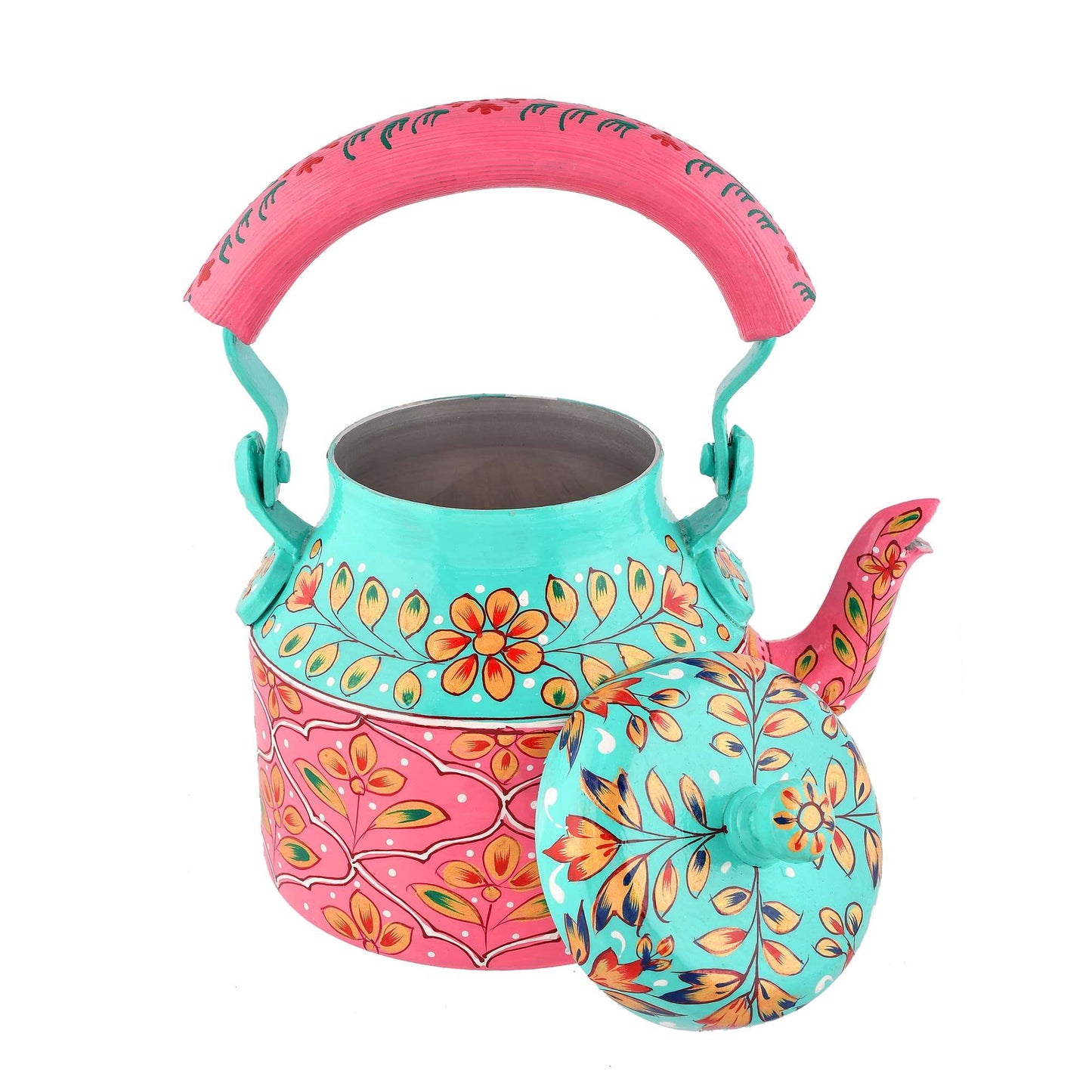 Hand-Painted Aluminium Tea Kettle – 750 ml for kitchen décor Home Décor , Tea Party , Serving - (KT1) SWASTIK CREATIONS The Trend Point