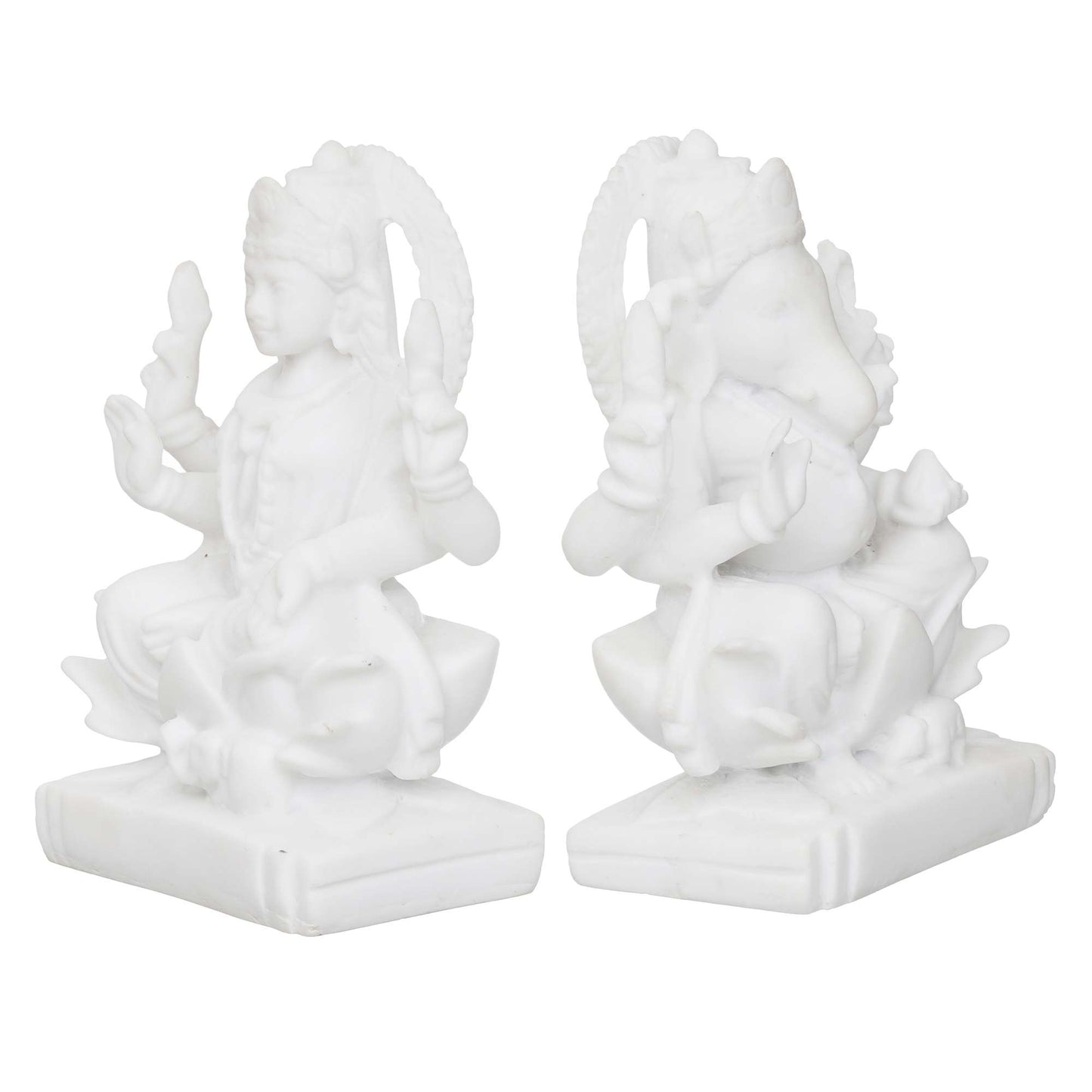 Laxmi Ganesha Idol Marble Murti For Puja Home Diwali Decoration Gifts (NMB-GS1) SWASTIK CREATIONS The Trend Point