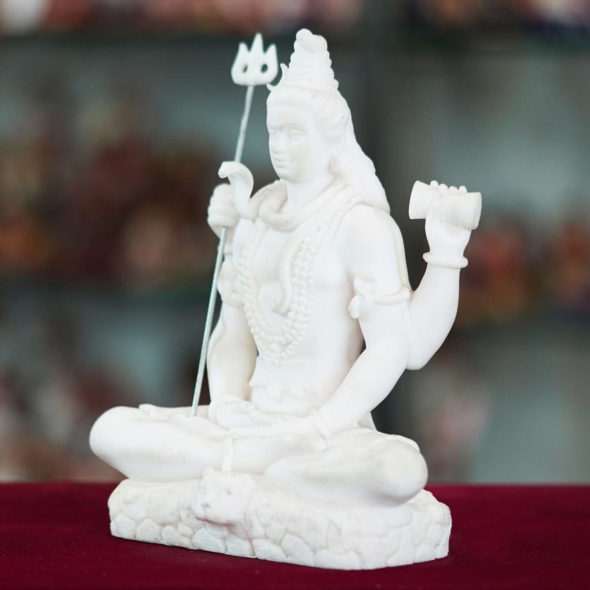 Marble Handmade Mahadev Shivaji Idol For Home Décor Handcrafted Showpiece For Table Décor( 8 INCHES HEIGHT) (MS-1)